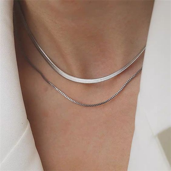 Double Layer Stackable Snake Chain Necklace