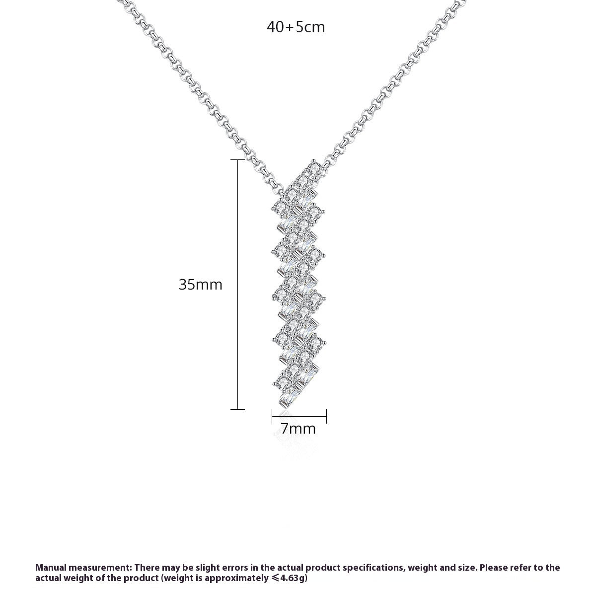 Long Pendant Copper Zircon-laid Necklace