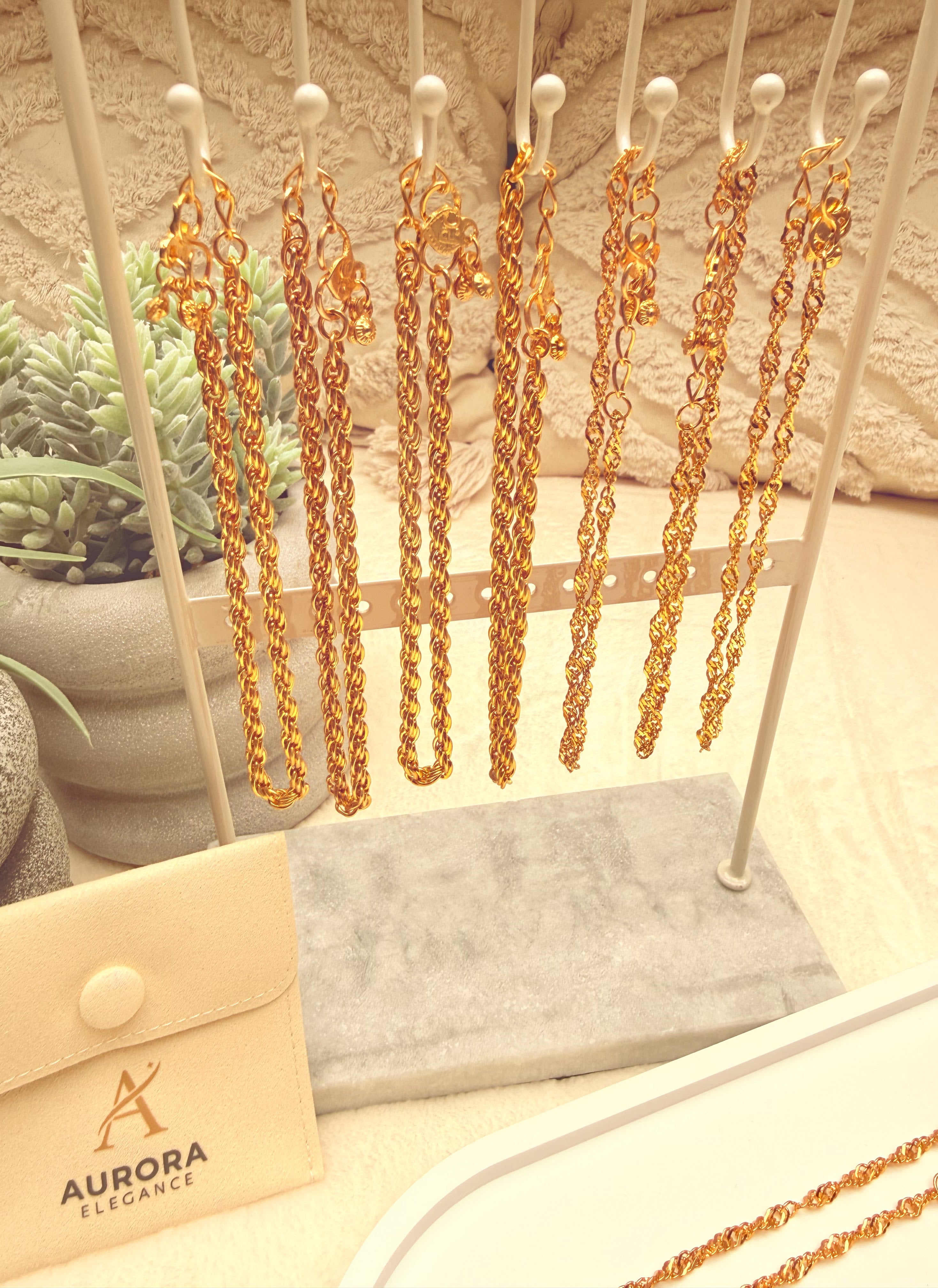 Anki Gold-Tone Chain Anklet | Bold Rope & Shimmering Twist Variants