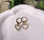 Small Gold Heart Dangle Earrings | Lightweight Enamel, Pearl, and Crystal Heart Huggies | Valentine’s & Anniversary Jewelry Gift