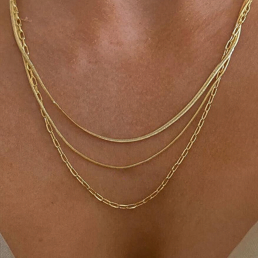 Double Layer Stackable Snake Chain Necklace