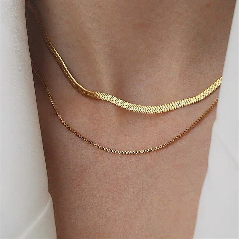 Double Layer Stackable Snake Chain Necklace