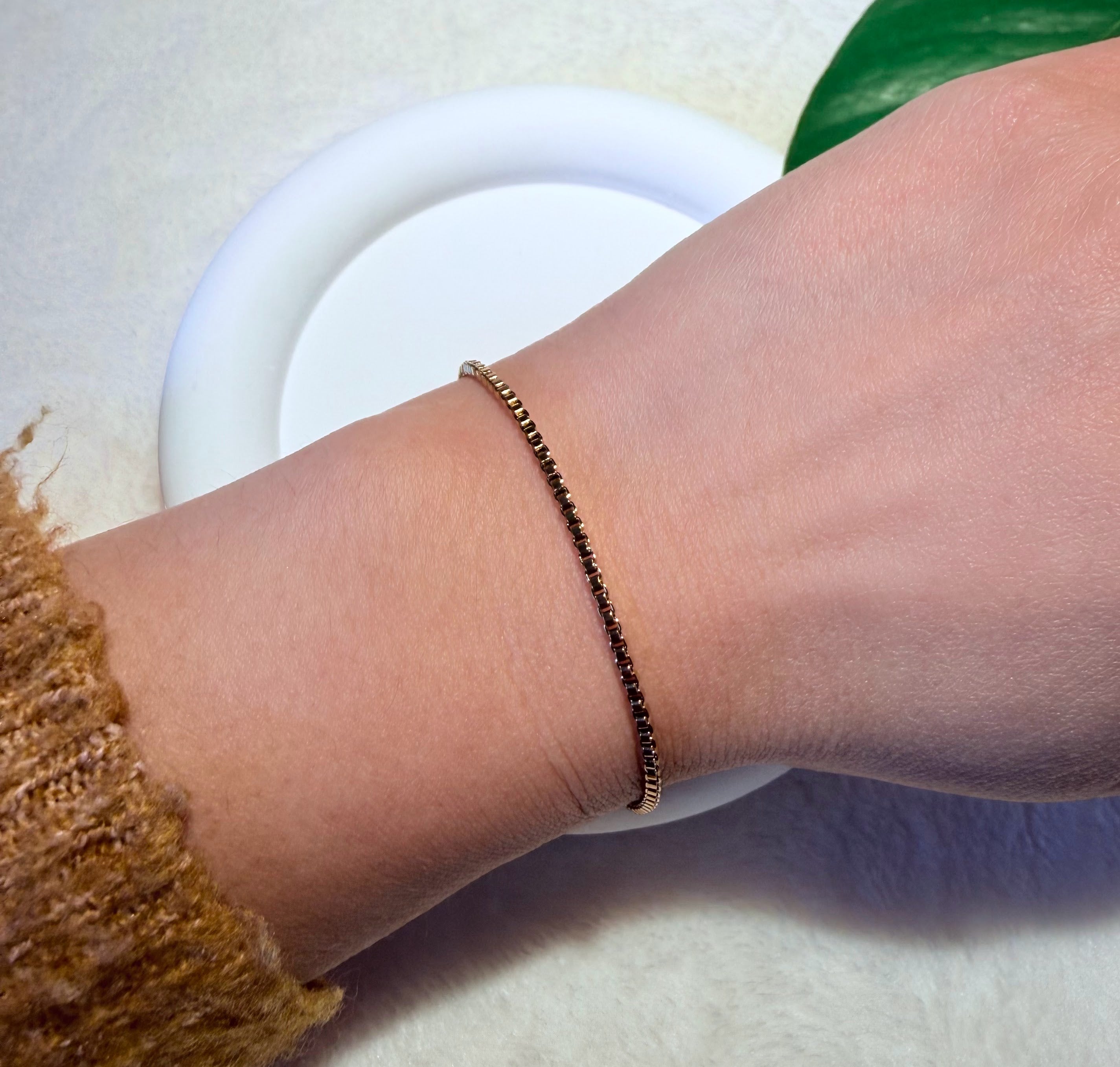 Minimalist Gold Toned Box Chain Bracelet